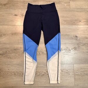Fabletics PowerHold Leggings Colorblock High Waist‎ Athletic Blue White Small S